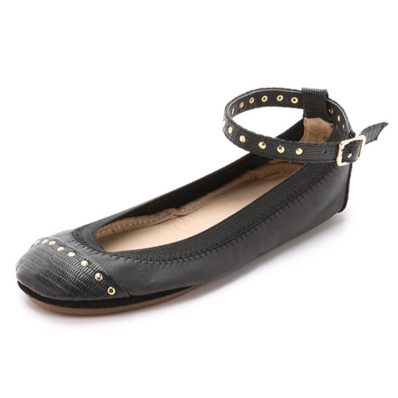 Yosi Samra Abbey black soft leather bendable ballet slippers Sz8 New no box
